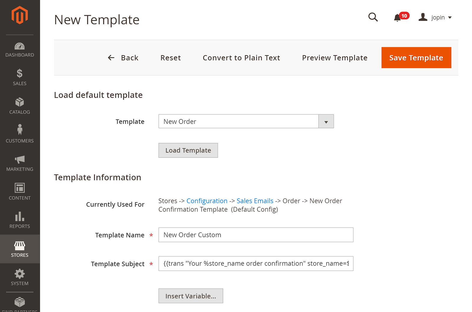 Customize email templates using the Magento Admin